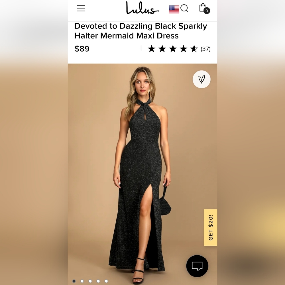 Lulus Like New Black Sparkly Halter Maxi Dress XS
